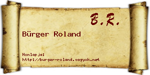 Bürger Roland névjegykártya