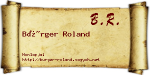 Bürger Roland névjegykártya